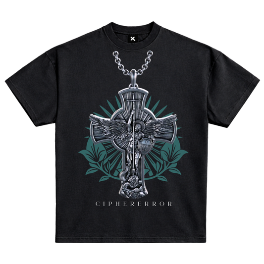 Cross Neck Chain Graphic T-Shirt | CIPHERERROR