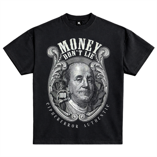 MONEY DON'T LIE 100 DOLLARS BILLL GRAHIC T-SHIRT